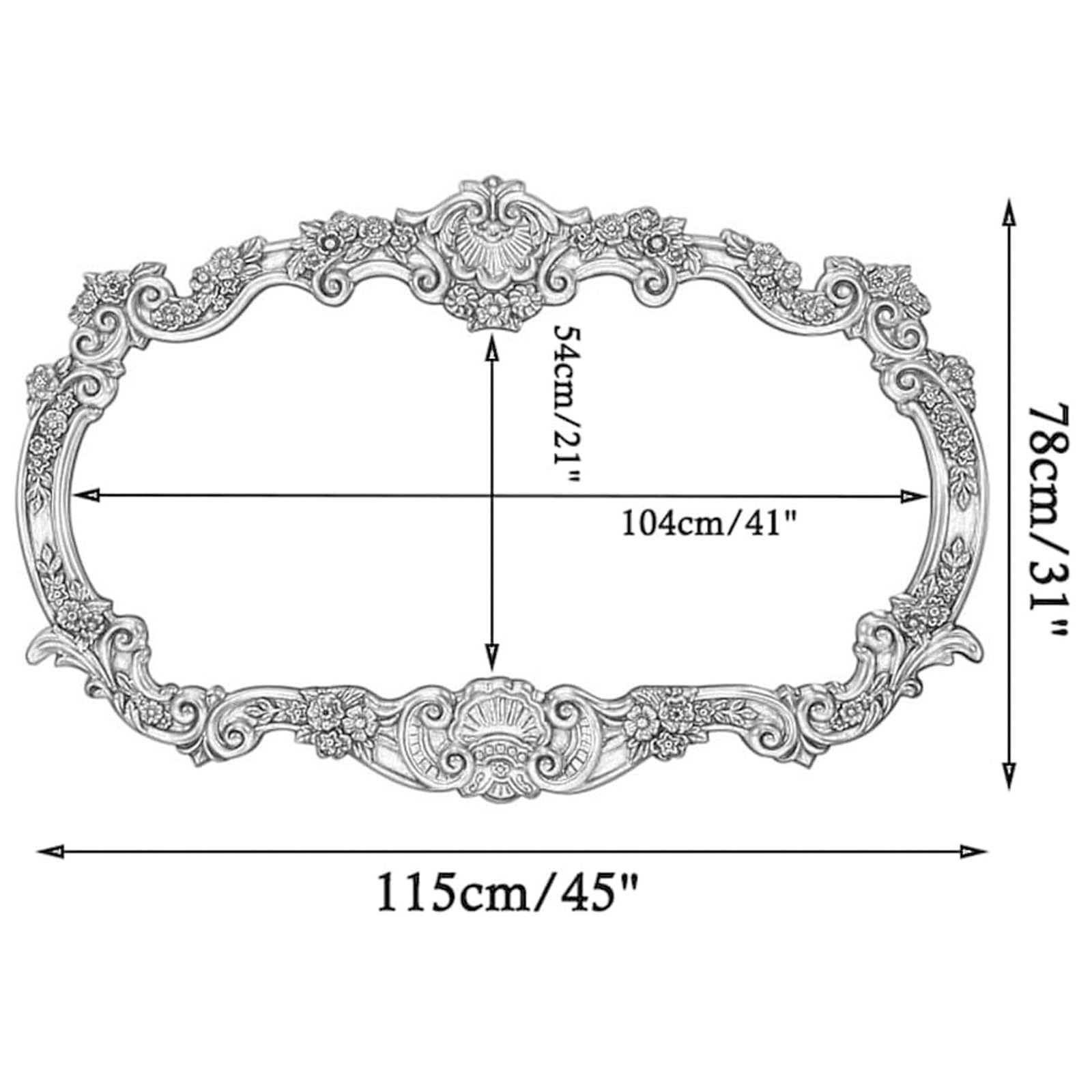Extra Großer Dekorativer Barockspiegel Mit Rahmen, Spiegel Bad 115x78cm 147x95cm Rechteckiger Badezimmer-Wandspiegel, Horizontal Hängender Vintage-Spiegel Badezimmer，Gold, Silber(Gold)