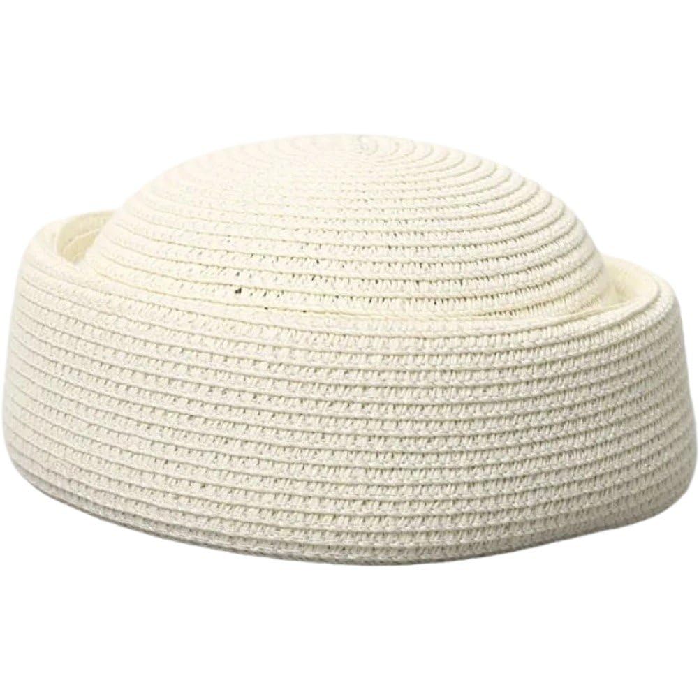 Sslvya Straw Pillbox Hat Womens Summer Sun Hats Retro French Beret Artist Painter Cap Church Tea Party Hat for Women