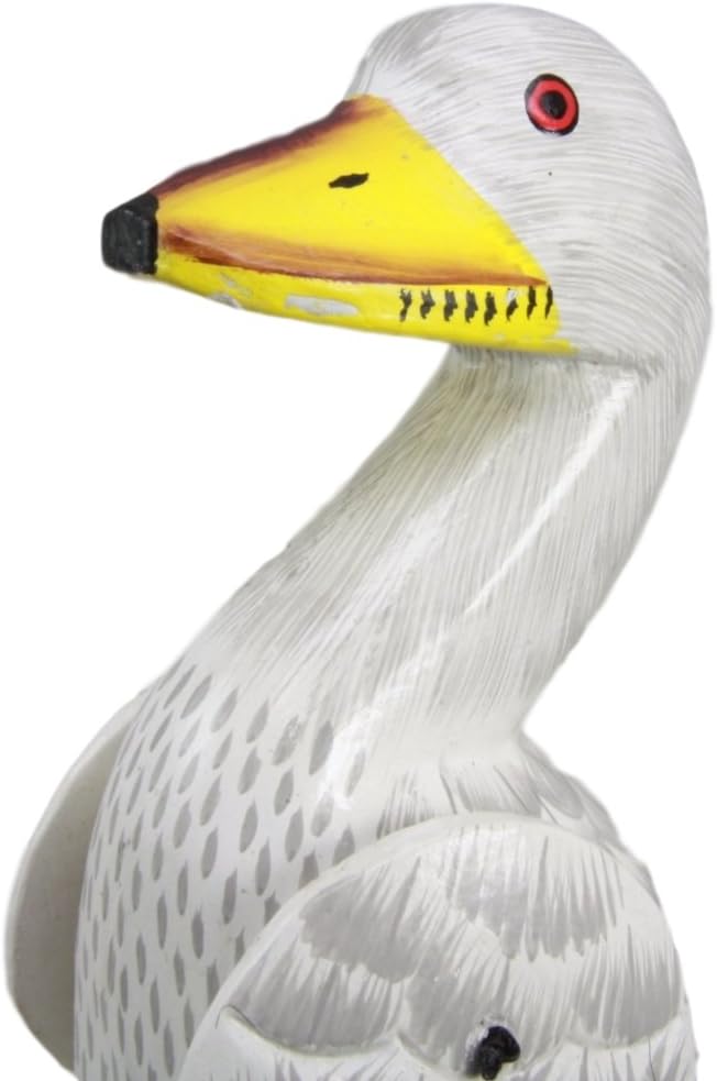 Balikraft Hand Made Wood Artisans "Wayang Bebek" White Lake Duck Decorative Puppet Shelf Sitter Figurine 14"H