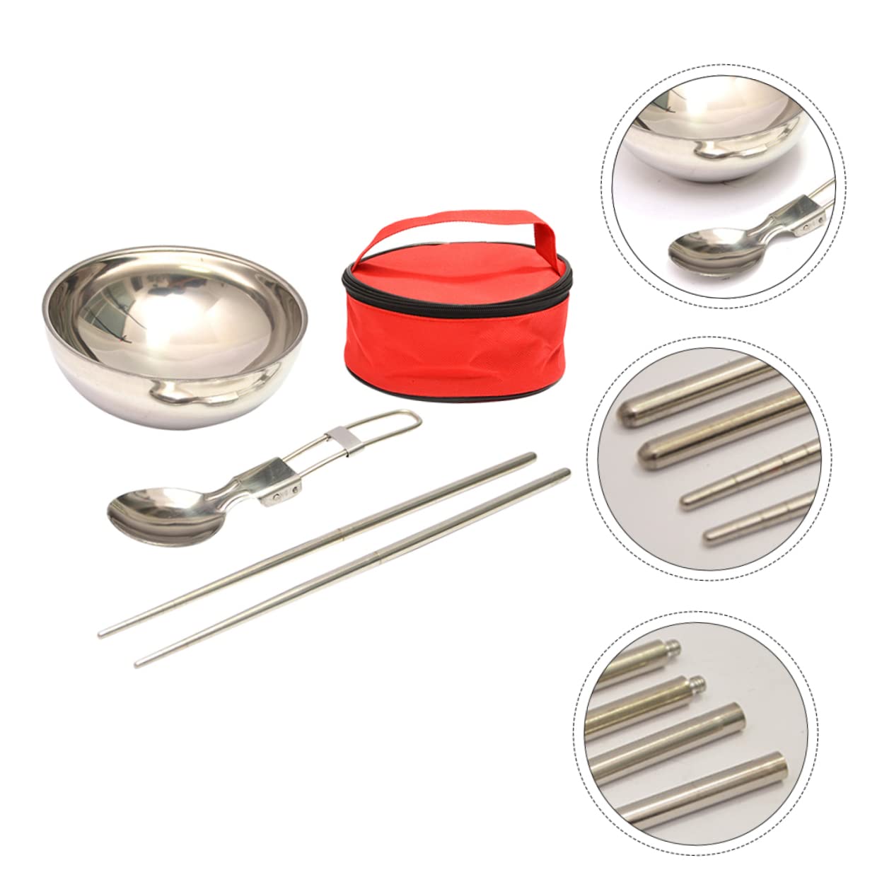 BESPORTBLE 3sets Posate Pieghevoli Inossidabile Per Picnic e Campeggio Ciotola Doppia Isolata e Cucchiaio Utensili Compatti Per Viaggi All Aperto