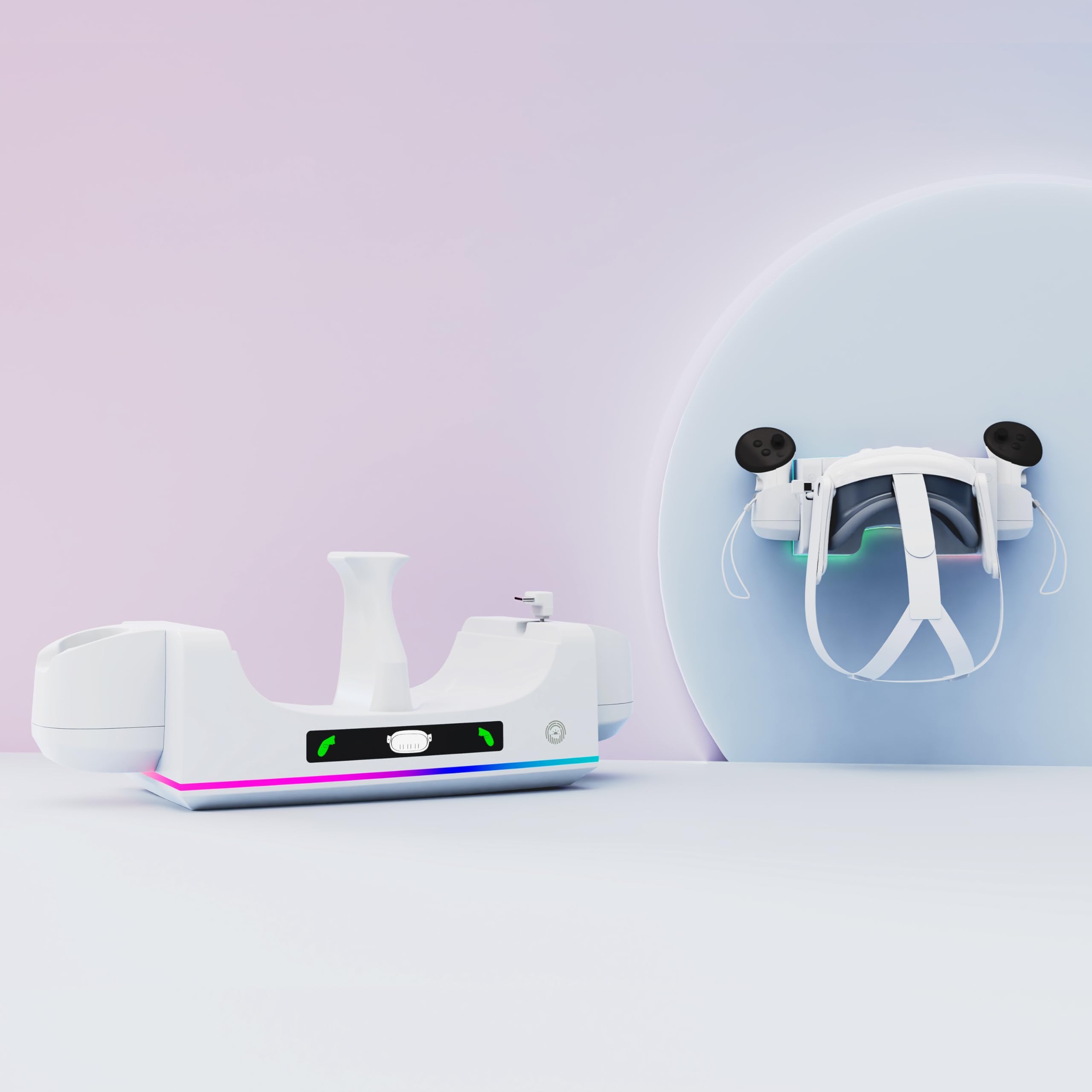 Base de Carga para Meta Quest 3S/3 - Estación VR con Montaje en Pared Compatible con Auriculares y Controladores Táctiles