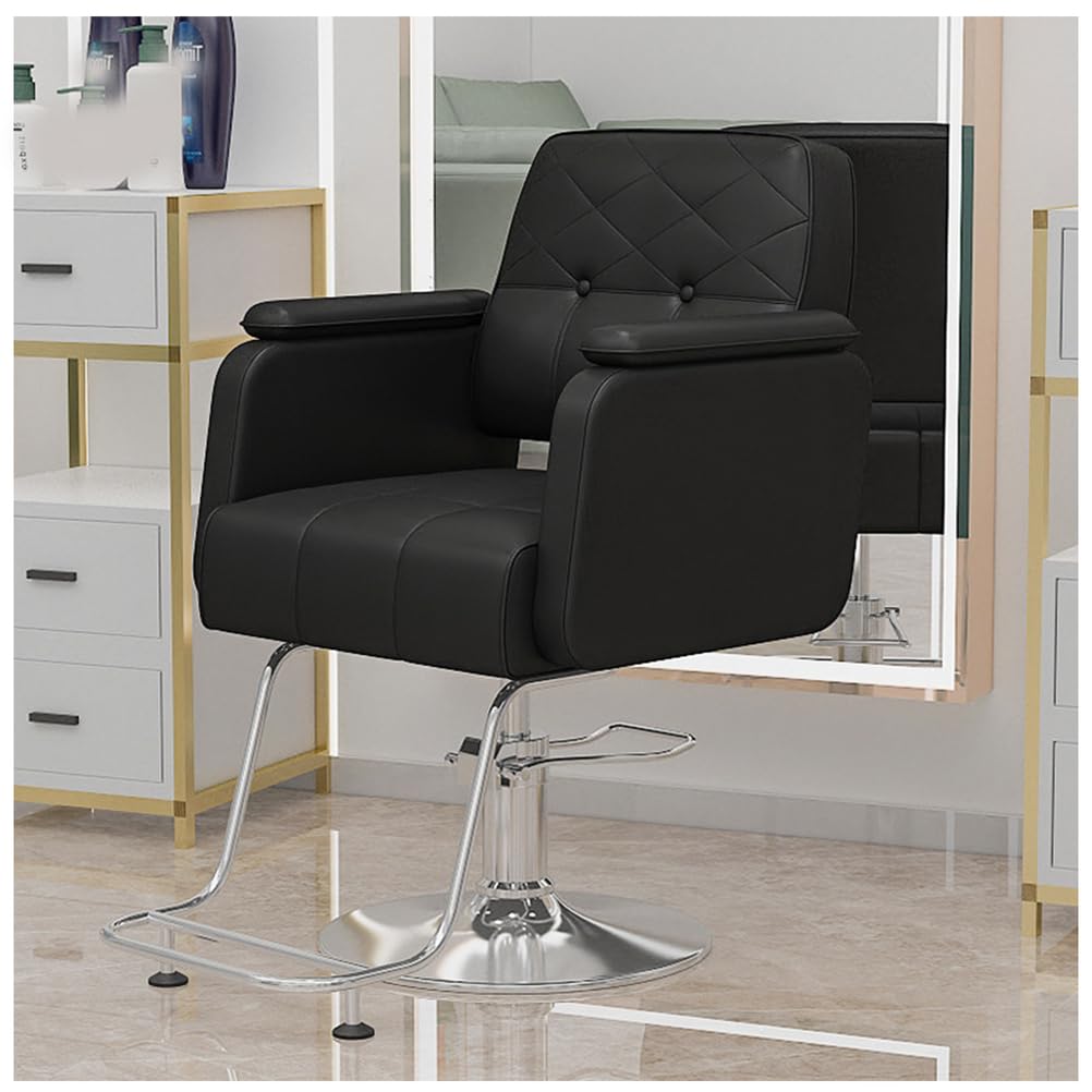 Friseurstuhl Friseurstühle 360° Drehbar 10Cm Höhenverstellbar, Hydraulischer Barberstuhl Mit Gewichtetem Stahlsockel, 200 Kg Tragkraft,Für Schönheitssalon Friseursalon,Schwarz,A