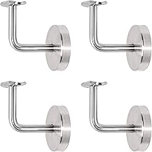 PRIOstahl Handlaufhalter Wandhalter Handlaufstütze Rohrhalter Geländerhalterung - 4 x Handlaufträger an die Wand 3-Loch Befestigung mit Abdeckrosette Ø 42,4 mm für Rundrohr aus Edelstahl V2A