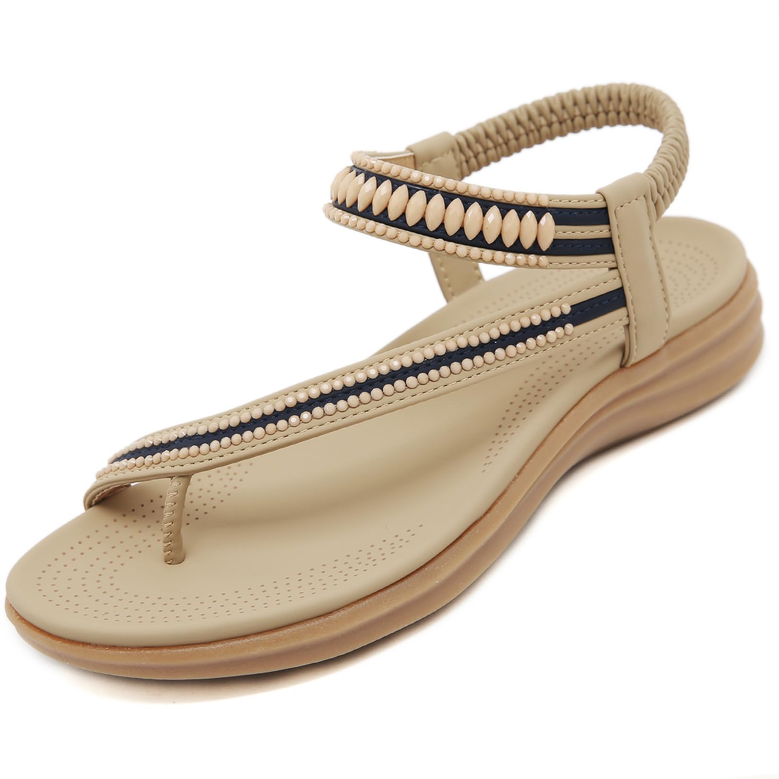 ZDQ Flache Sandalen Damen Sommer mit Weich Fußbett, Gr.35-45