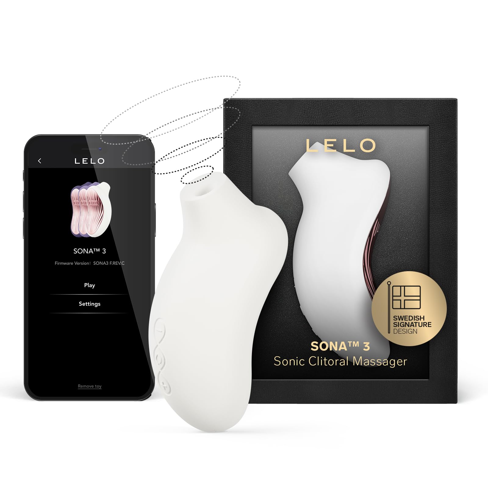 LELO SONA 3 Massaggiatore Sonico Femminile con App Bluetooth, Succhia Clitoride per Donna, Stimolatore per Clitoride 12 Modalità di Piacere e Tecnologia a Onde Soniche, Vibratore Donna, White
