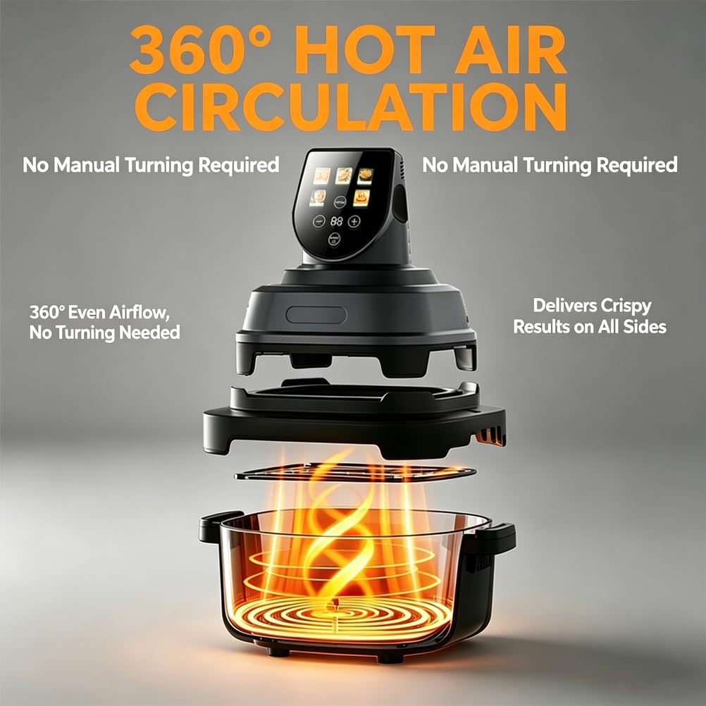 Freidora De Aire Visible Con Olla Doble Vidrio Borosilicato Sin Recubrimiento Menús Preestablecidos Inteligentes Función De Memoria Electrodoméstico Cocina Saludable Bajo En Aceite Para Uso Doméstico