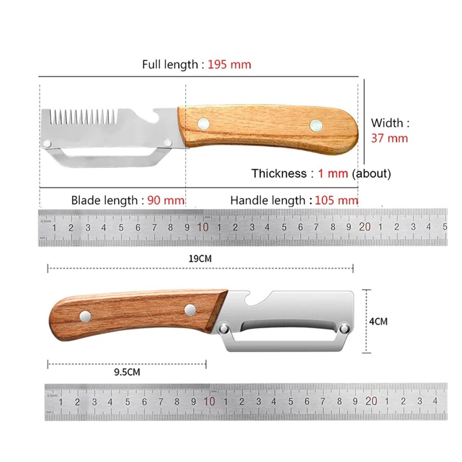 Pelador de cocina acero inoxidable for verduras con mango madera, herramienta for pelar y cortar frutas(5pcs-B)