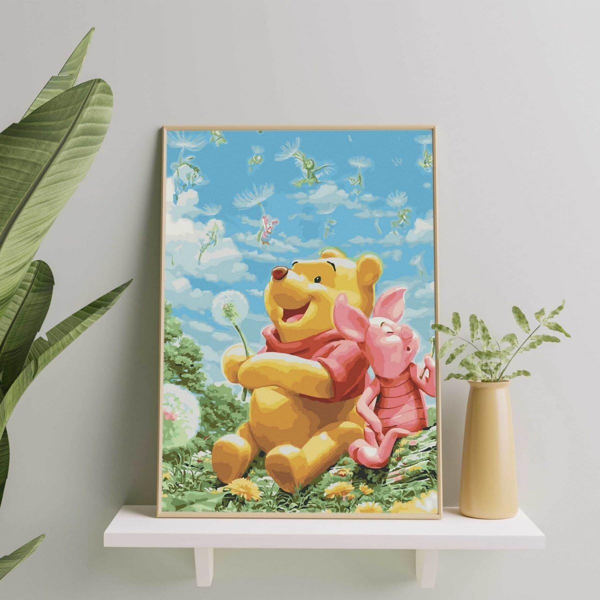 Oh Art! Malen Nach Zahlen für Kinder Anfänger Set Mit 3 Pinseln Acrylfarben Und Leinwand Gespannt Auf Holzrahmen Paint By Numbers DIY Bastelset 40 x 50 cm Mit Rahmen Winnie the Pooh