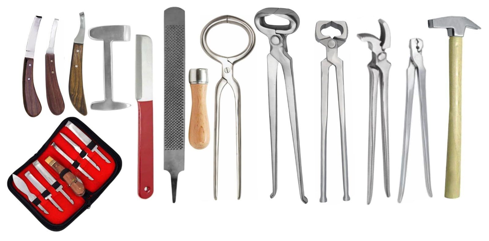 Kit de toilettage d'outils de maréchaux professionnels 8 pièces approprié pince râpe cuir sabots sac tondeuse sabot couteau fer à cheval kit de toilettage