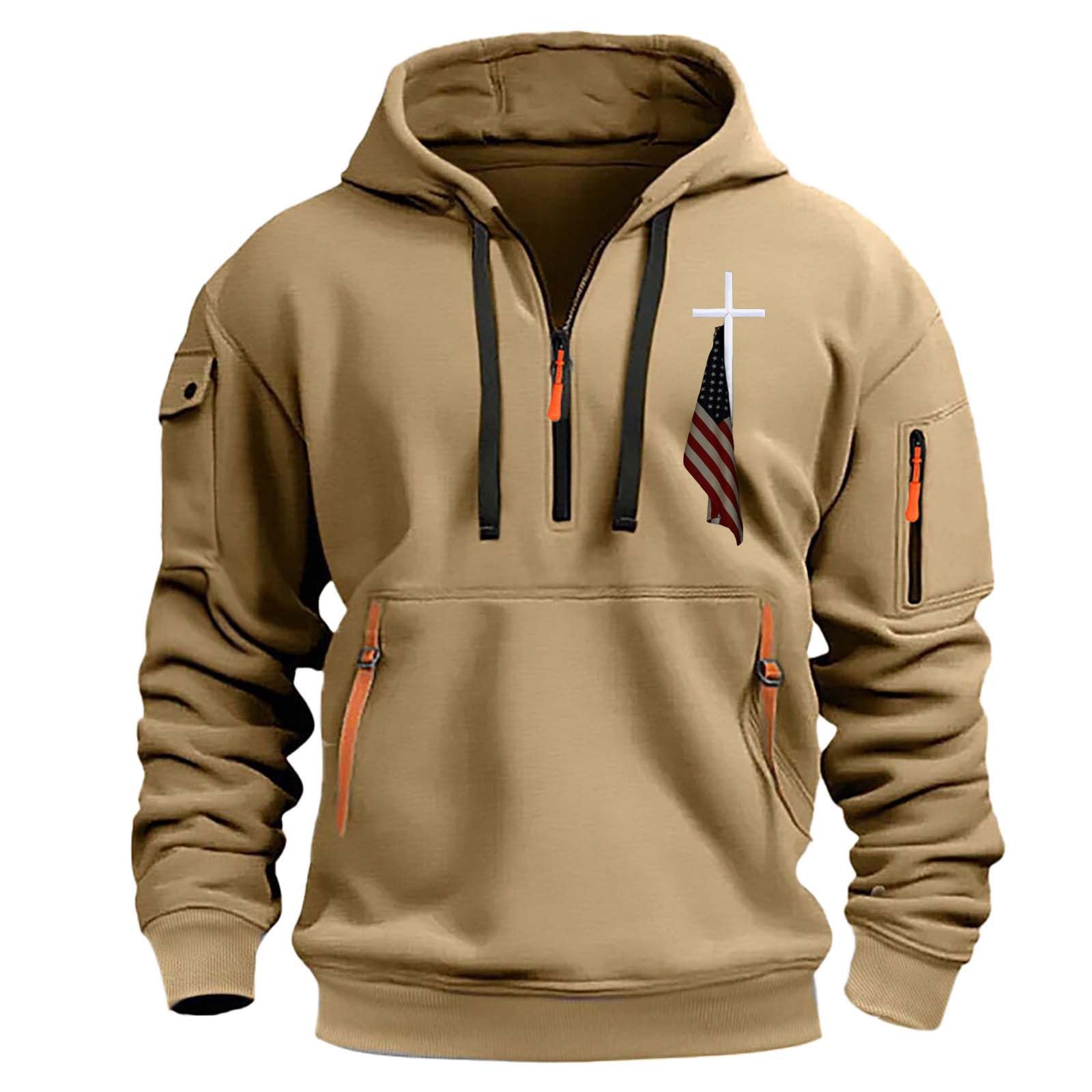 Sudaderas de hombre con estampado moderno para vestir suéter informal con capucha m khaki 3