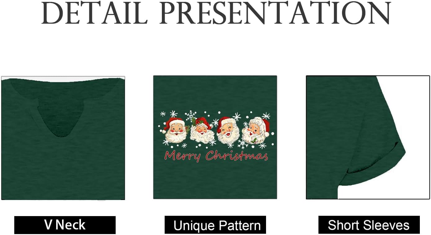 Christmas Shirts for Women Vintage Santa Claus Graphic Tshirt Xmas Tree Teacher Tee Tops - Image 5