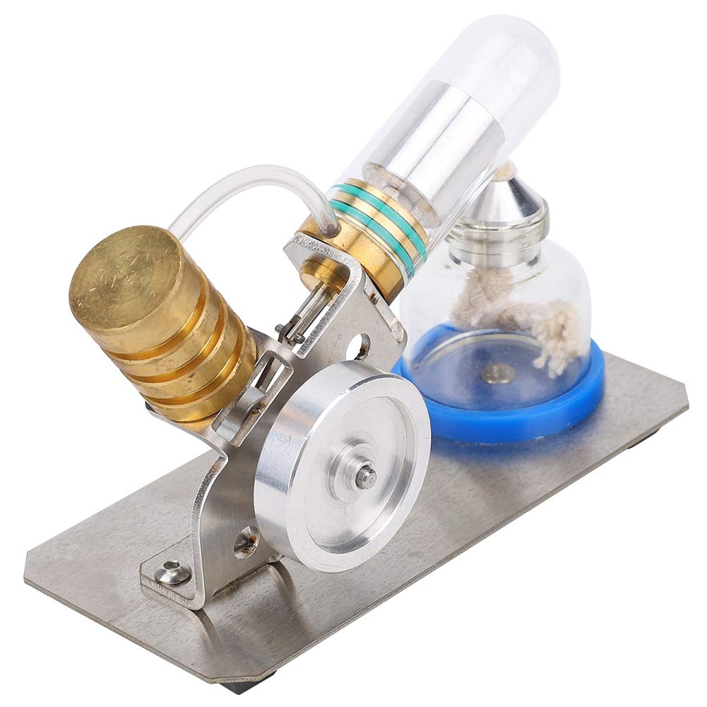 Zerodis V-Typ-Stirlingmotor-Modell, Externer Verbrennungsmotor, Physik-Experiment, Lernspielzeug-Set mit Alkohollampe für den Unterricht, DIY-Bootsmodell