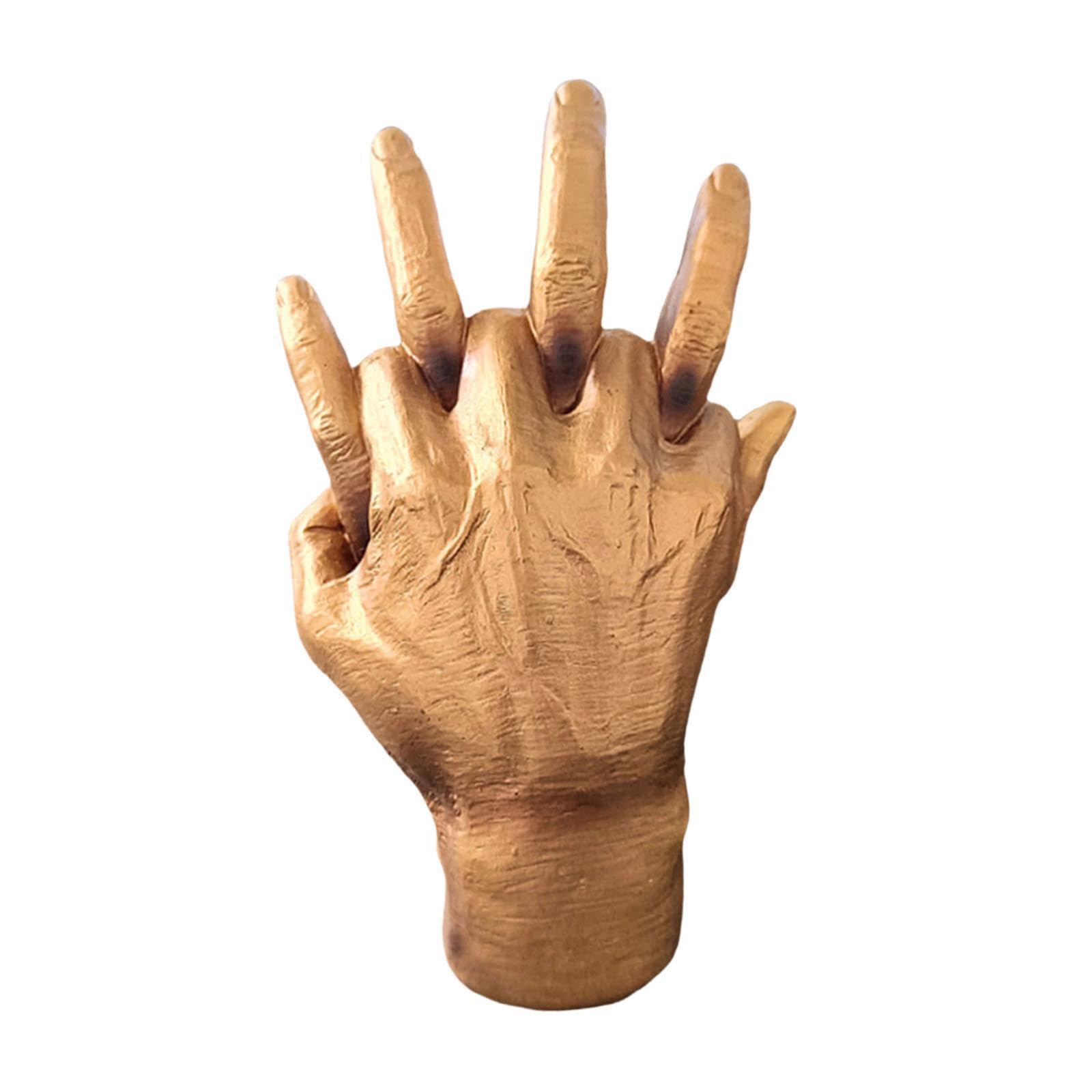 TWISAXC Abstract Hand Sculpture Radiates Warmth And Love In Golden Finish Statue Figurines Romantic Couple Resin Figurine