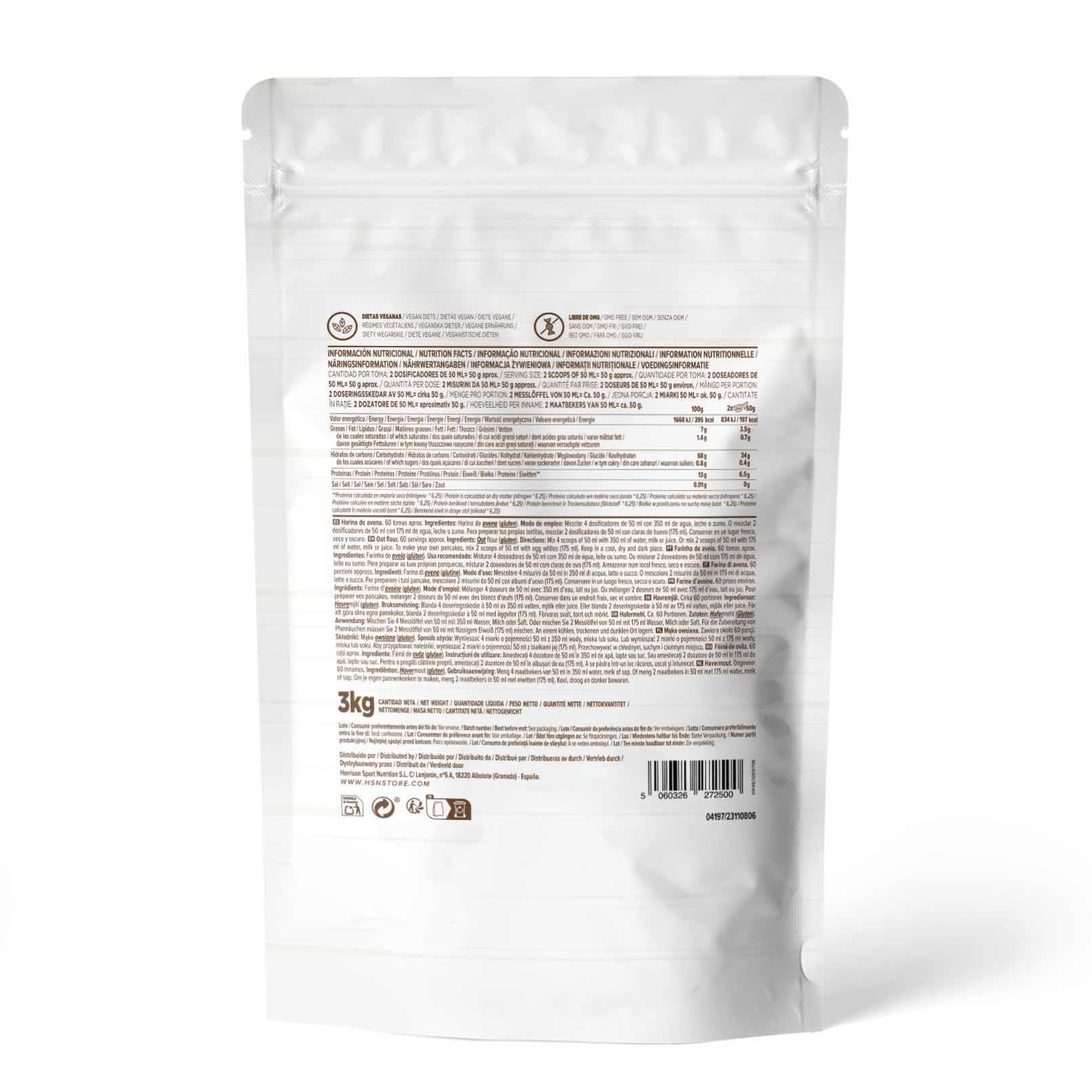 HSN Harina de Avena de Sabores Instantánea en Polvo | Sin Sabor 3Kg = 60 Tomas por Envase | Sin Azúcares Añadidos | Ideal Tortitas de Avena, Batidos de Proteínas | No-GMO, Vegano — view 2