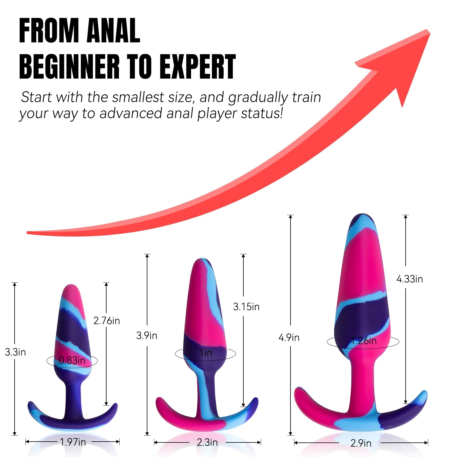 3PCS Silicone Butt Plug Set with Flared Base, Anal Plug for Comfortable Long-Term Wear, Sex Toys for Men Women and Couples.: Mulcolor G