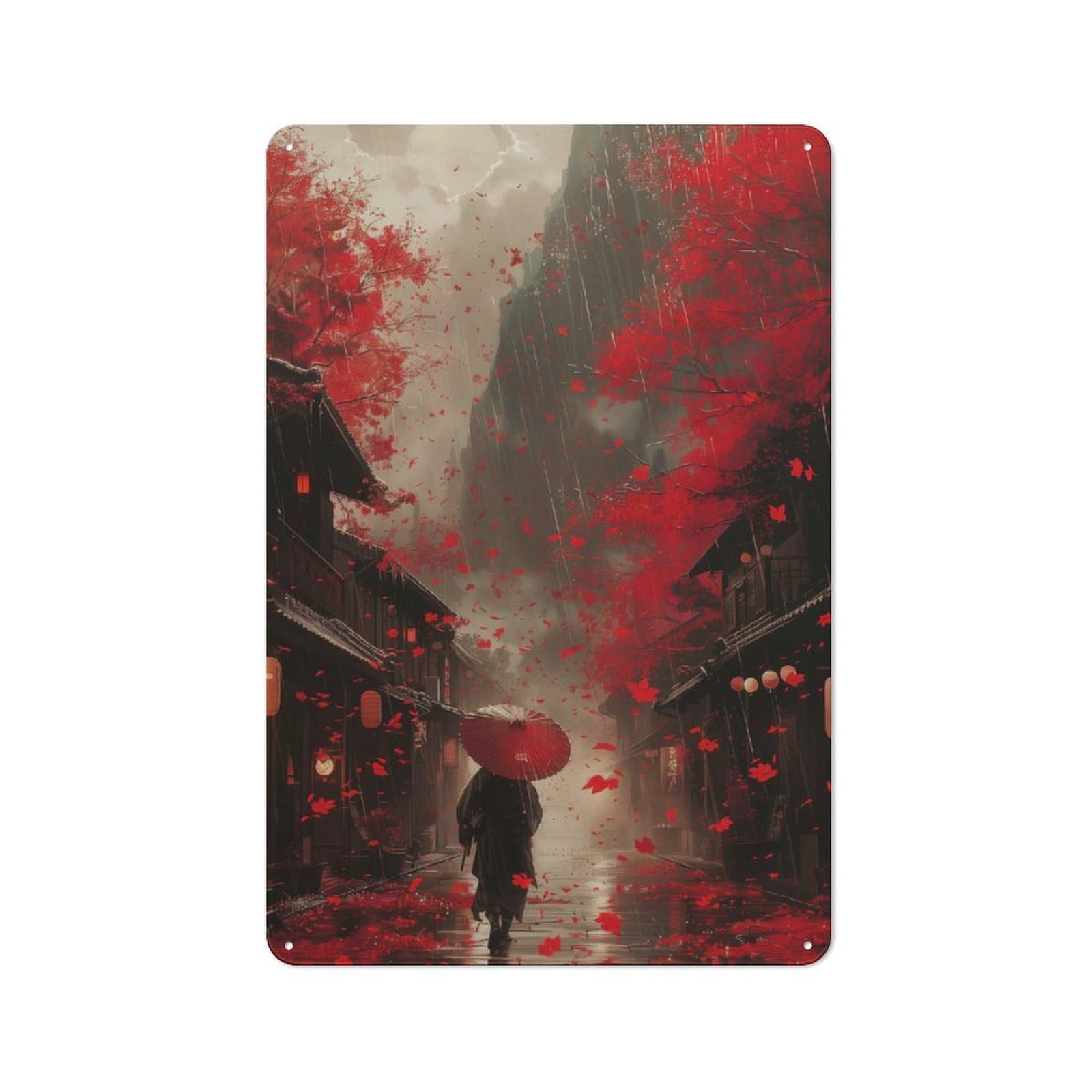 Junmoney Japan Theme Poster 30X20cm Rustic Tin Sign With For Living Room Or Hallway, For Vintage Wall Decor Fans, For Themed Room Decoration