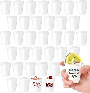 YOUKE OLA 36 Pack Sublimation Shot Glasses Heavy Base Shot Glasses Blanks Personalized Whiskey Shot Glass Bulk for Heat Press DIY Gift Party Wedding,1.5oz White