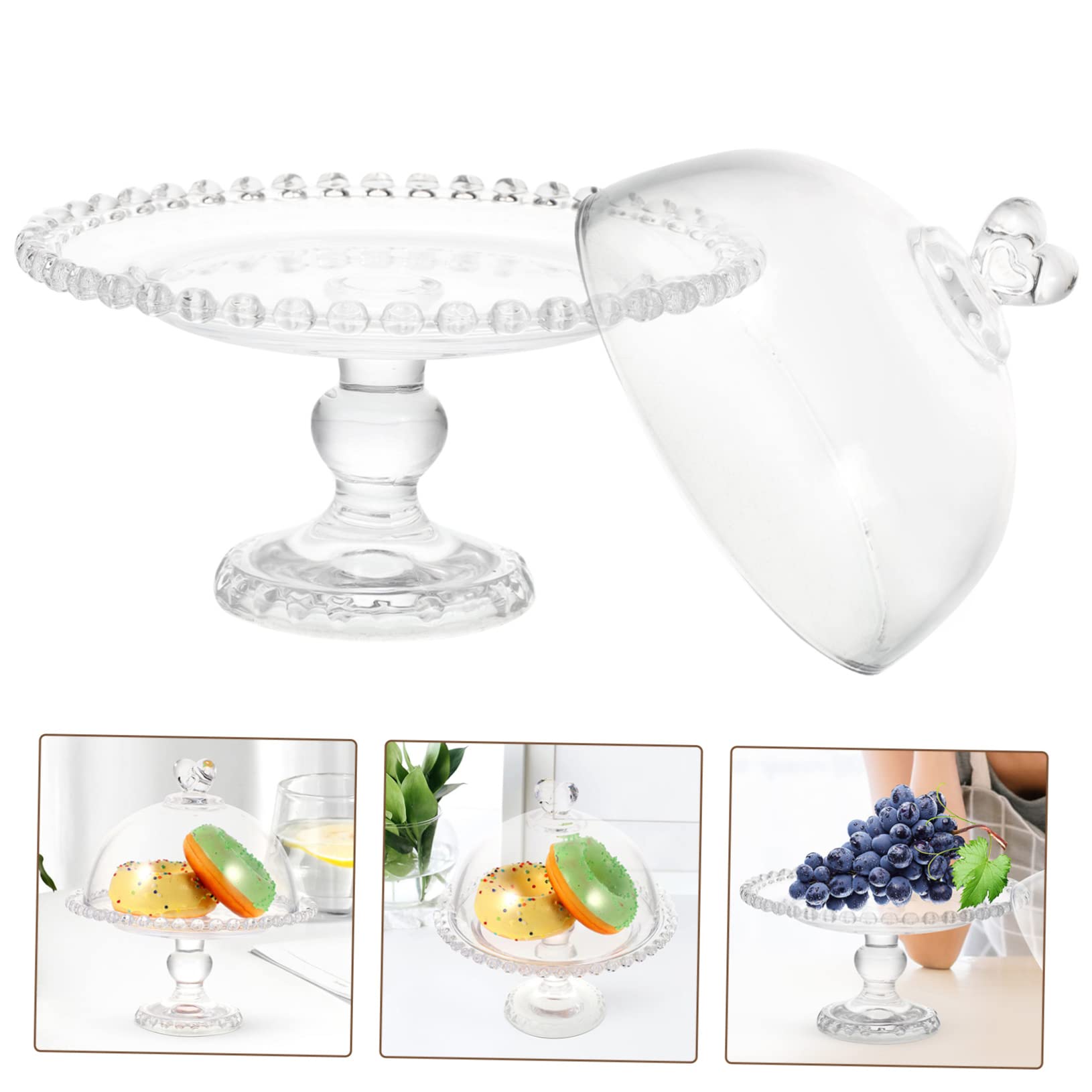 Kuchenkuppel aus Glas, 1 Satz, Transparente Dessertabdeckung mit Griff