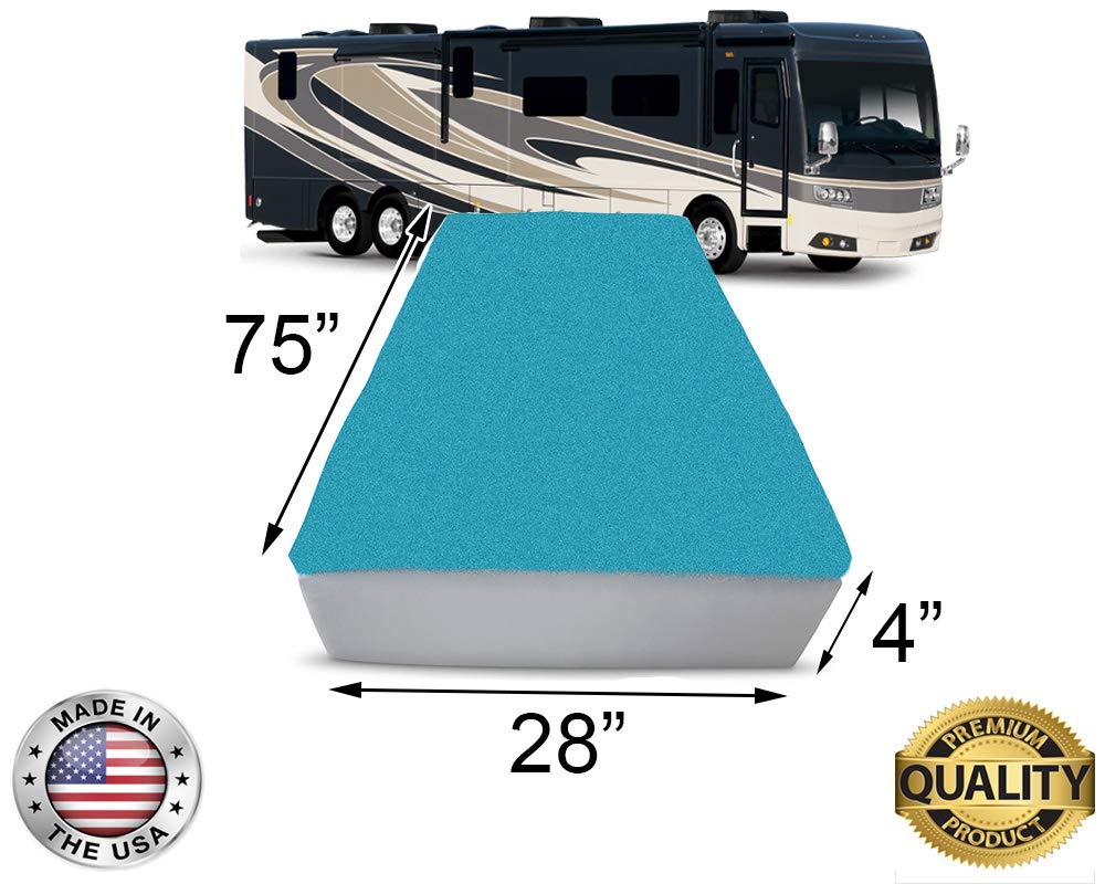 FoamRush 4-Inch Bunk (28" x 75") Mattress Cooling Gel Memory Foam RV Mattress Replacement, Medium Firm, Comfort, Pressure Relief Support, Made in USA, Travel Camper Trailer Truck, Cover Not Included