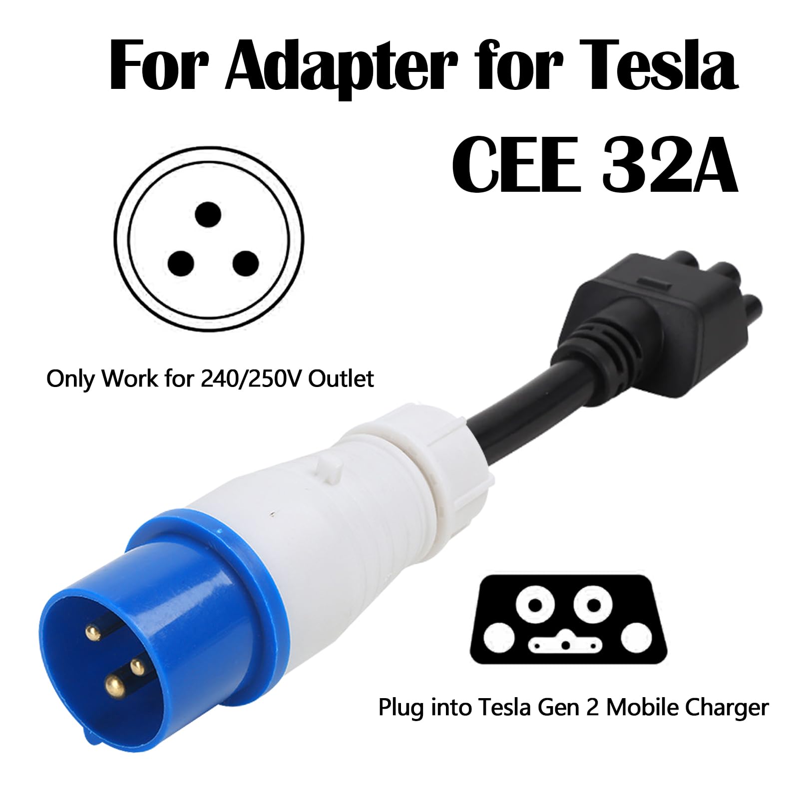 Model Adattatore da 3/Y/S/X CCS2 a Tesla Adattatore di ricarica