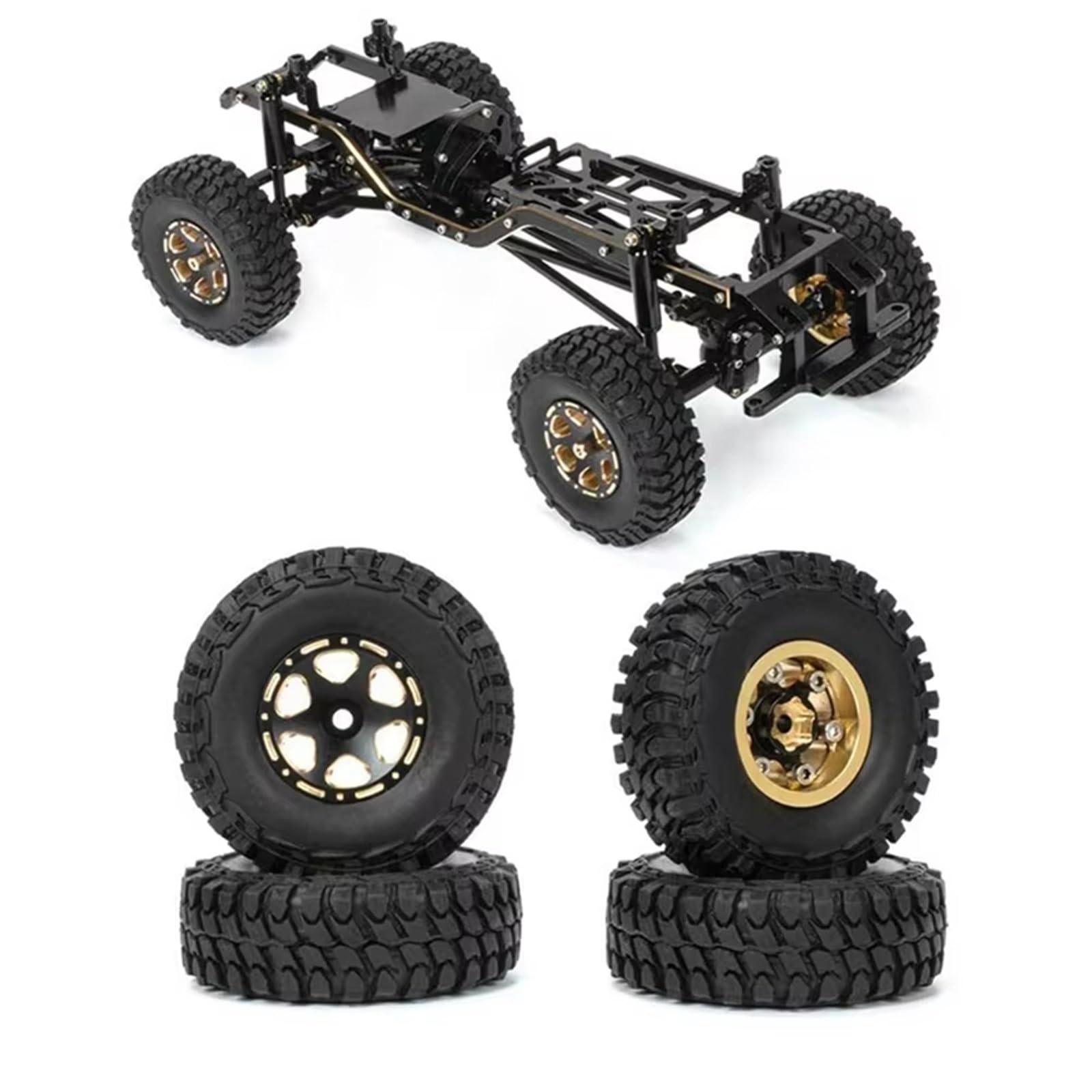 RC Car Pneumatico Ruota Compatibile con Axial per SCX24 per FMS per FCX24 per Enduro24 1/18 1/24 RC Crawler 1.0 Wheel Rim Pneumatici Tutti per Accessori per Terreni