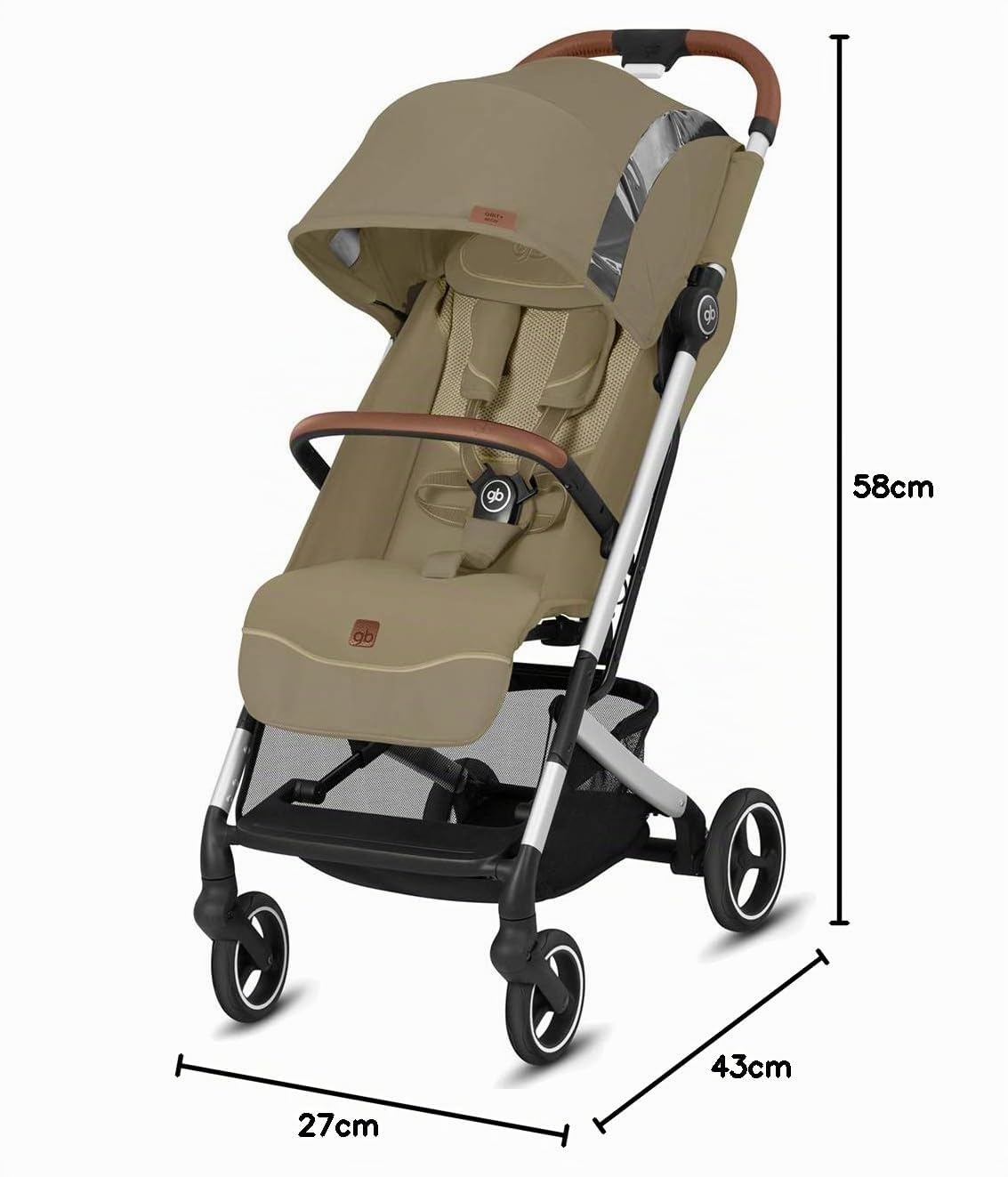 gb Gold Poussette citadine Qbit+ Tout-terrain, Compacte, De la naissance jusqu'à 17 kg (4 ans env.), Vanilla Beige