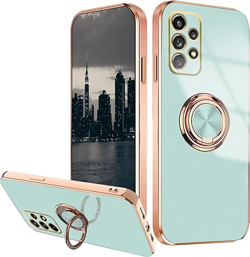 Compatible con Samsung Galaxy A72 Case Ring Holder Magnet Green, Samsung Galaxy A72 Funda de teléfono de silicona a prueba de golpes Funda delgada