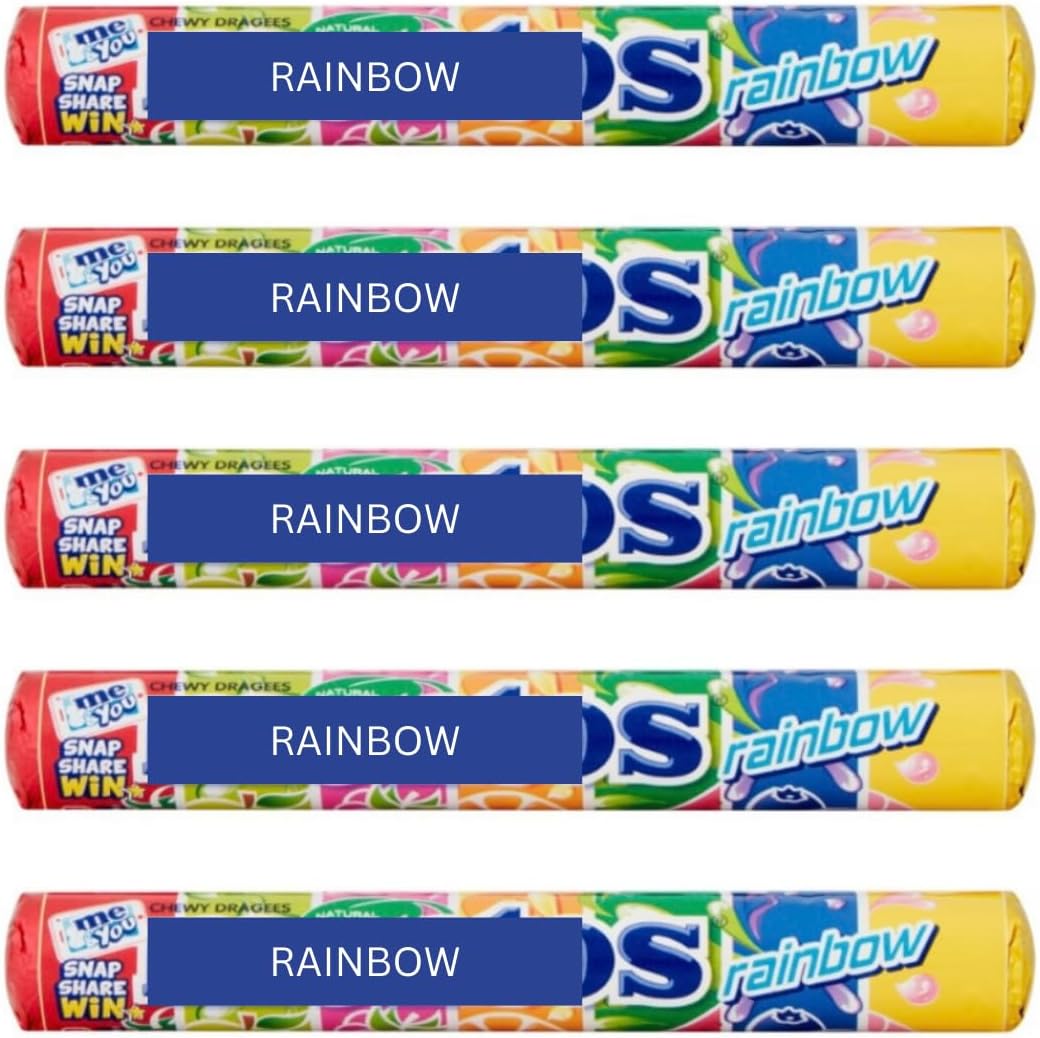 Rainbow Fruit Candy Sweets Rolls 38g (Pack of 5) Multipack Chewy Dragees Party Sweets