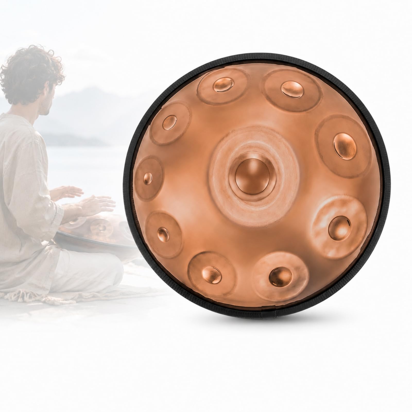 Handpan Professionale da 22 Pollici, D Kurd Handpan 22 Pollici 10 Note 432hz, Strumento Handpan in Acciaio Nitrurato da 1,2 Mm con Custodia, Supporto E Bacchette per Adulti