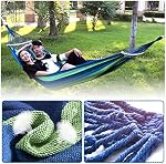 Hamac de camping avec paillettes d'arbre, Portable 2 Grande personne Toile de coton double hamacs pour arrière-cour, Balcon, Porc, Lounging, Plage intérieure extérieure (bleu)