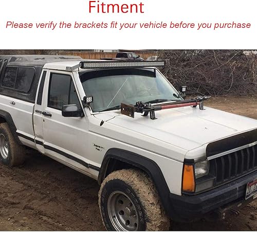 Miniatura 5 de Kit de soporte de montaje para parabrisas y techo de barra de luz LED, recto y curvo, no requiere perforación, 50 pulgadas, para Jeep Cherokee XJ.