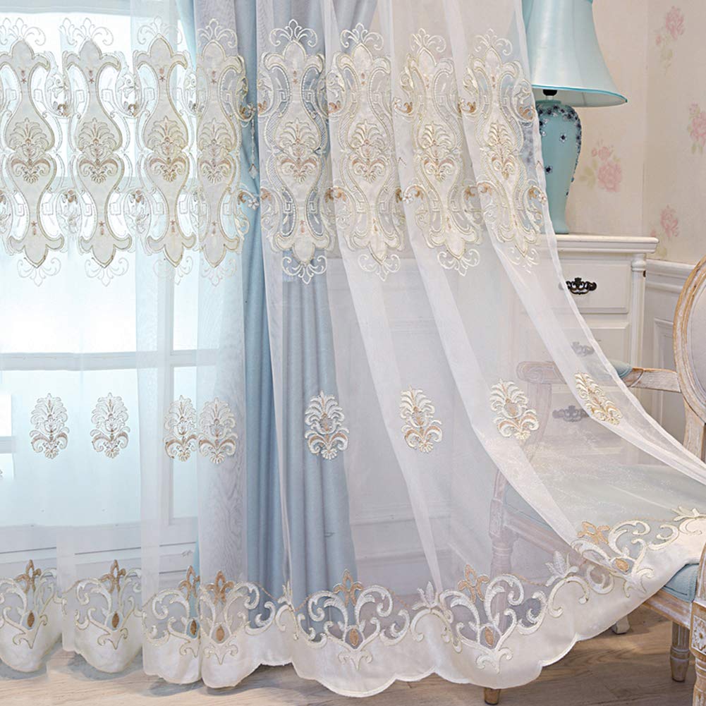 Tenda oscurante in tulle ricamato, a doppio strato, con occhielli, per soggiorno e camera delle ragazze, traspirante, a risparmio energetico, isolamento termico, divisorio per hotel
