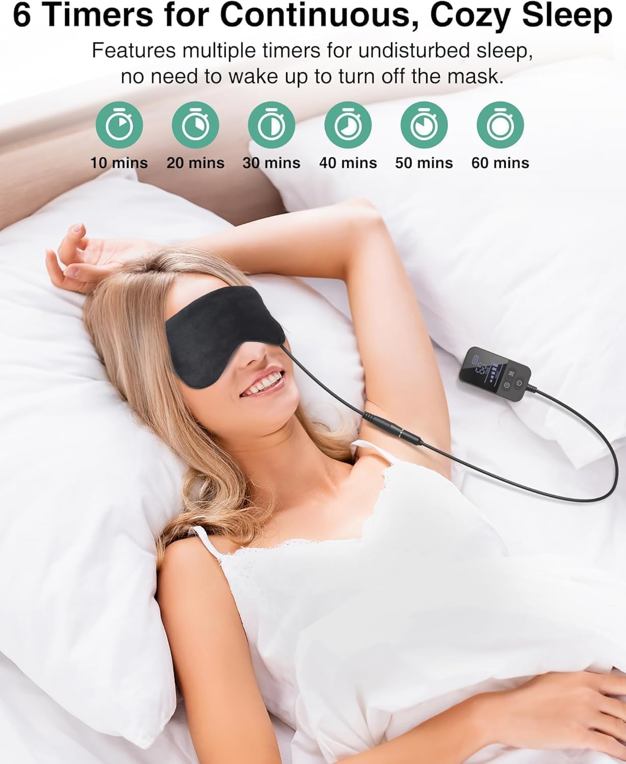 Heated Eye Mask - Rechargeable Electric Eye Mask for Dry Eyes, 2500 mAh Large Battery & Washable Cover, Eye Pad for Sleeping