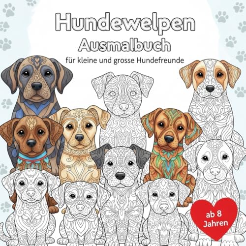 Hundewelpen - Ausmalbuch für kleine und große Hundefreunde ab 8 Jahren | 60 entzückende Motive zum Ausmalen - fördert Konzentration & Kreativität