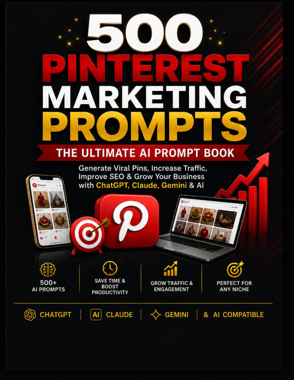 500 Pinterest Marketing Prompts: The Ultimate AI Prompt Book for Content Creators, Bloggers, Small Businesses, Agencies & Digital Marketers: Generate ... SEO, Grow Your Business with ChatGPT & AI