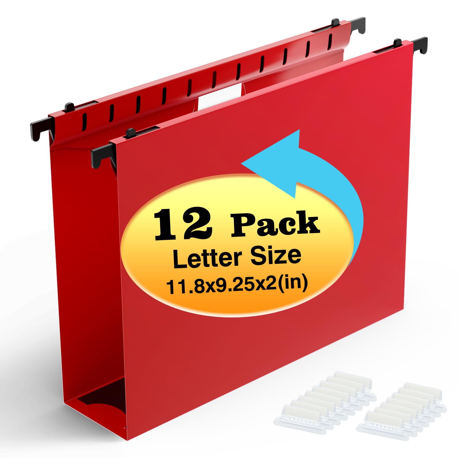 Extra Capacity Plastic Hanging File Folders,12 Pack Reinforced Hang Folder, Heav