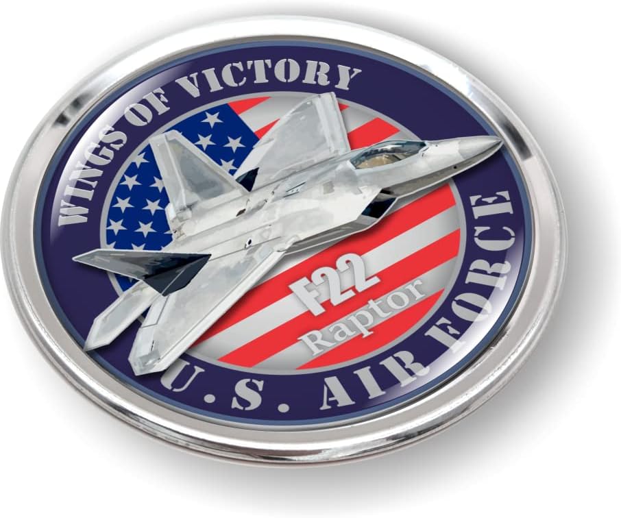 Miniatura 2 de Aviones veteranos de la Fuerza Aérea de los Estados Unidos F22 Raptor colección de calcomanías de vinilo redondas Wings of Victory 3D Dome
