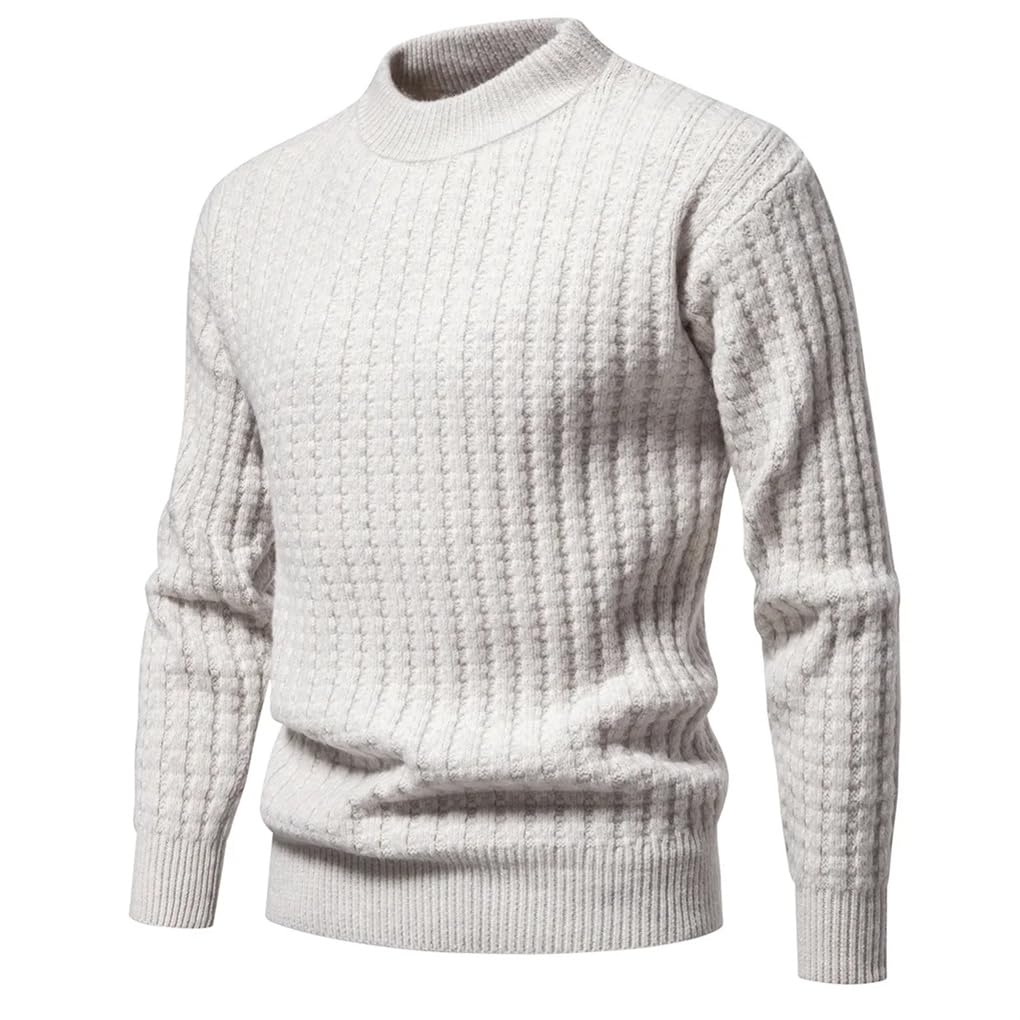 Maglione da uomo lavorato a maglia tinta unita invernale casual a collo alto maglioni