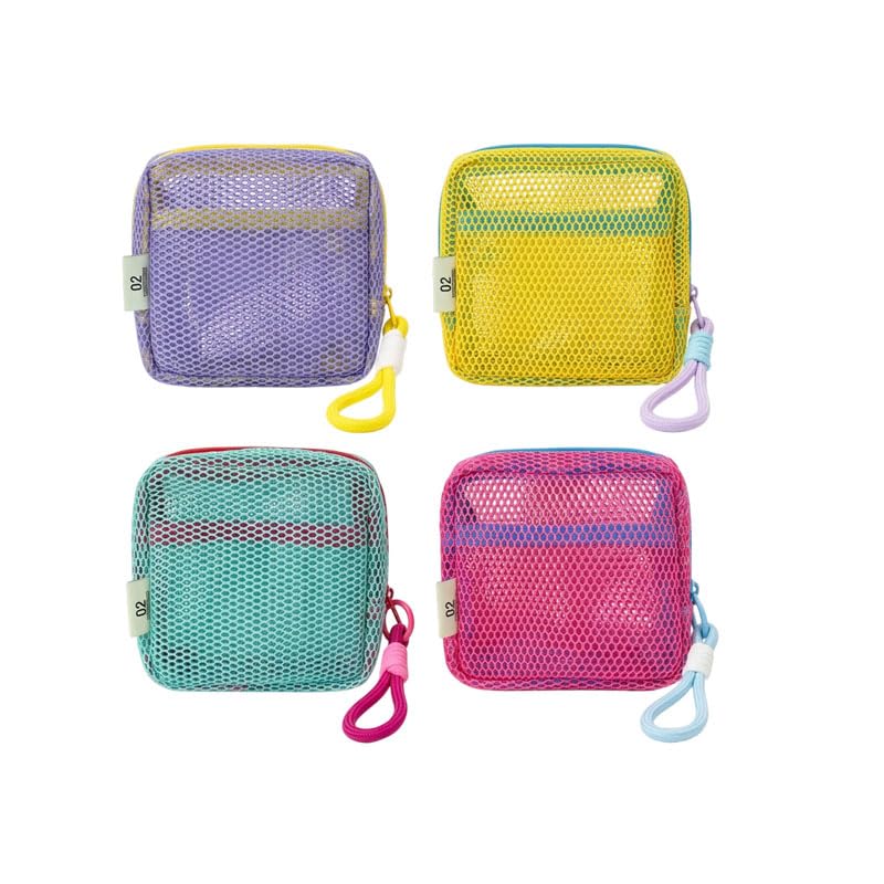 4PCS Mesh Pouch, Mini Makeup Pouch, 4 Pack Organizer for Fitness Essentials, Compact Storage for Gym Accessories, Daily Use Mesh Bag with Secure Zipper, Multi-Functional Carry Pouch for Women-image-5