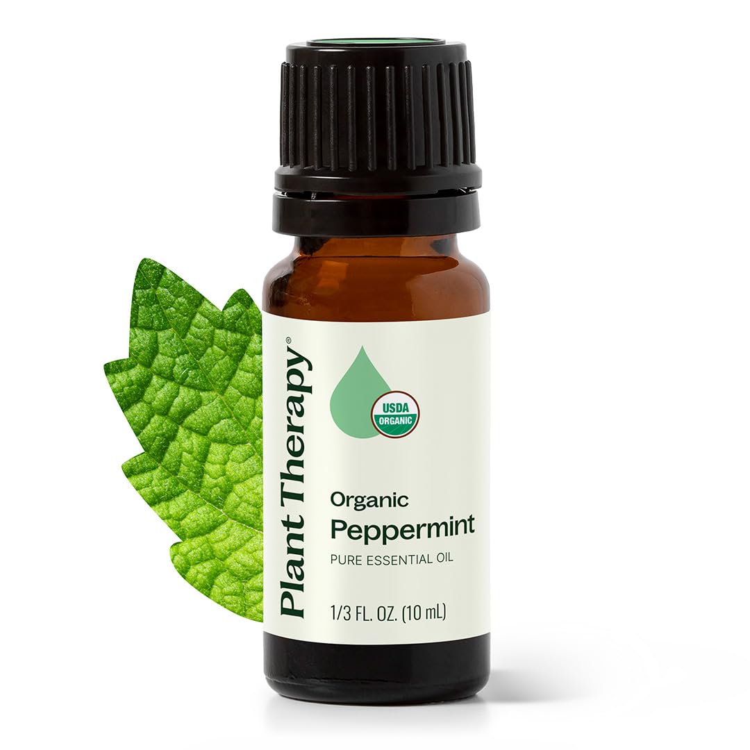 Plant Therapy Organic Peppermint Essential Oil 100% Pure, USDA Certified Organic, Undiluted, Natural Aromatherapy, for Diffuser, Skin, Hair, Therapeutic Grade 10 mL (1/3 oz)