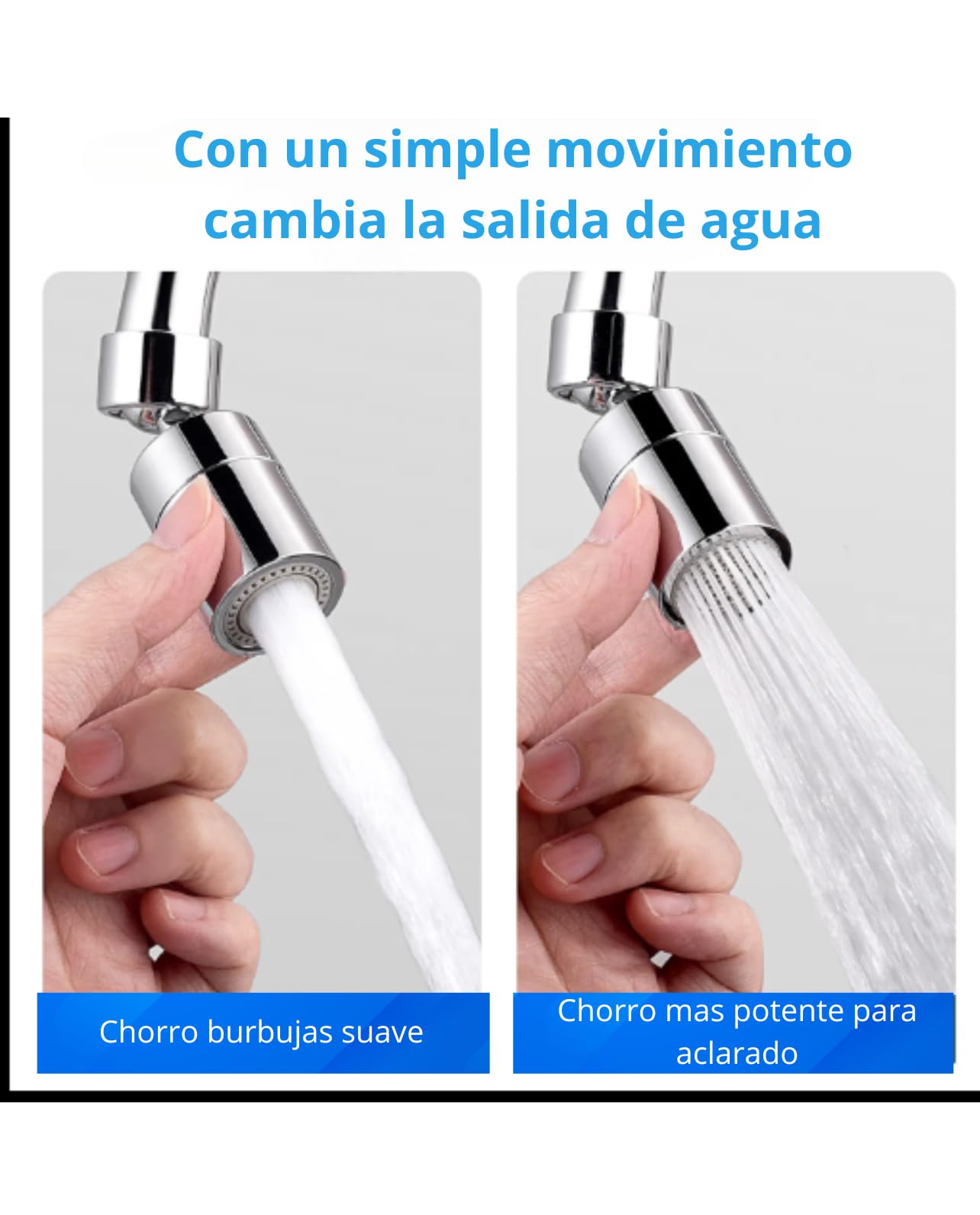 Aireador extensor grifo cocina, Grifo 360° Giratorio, Aireador Grifo Cocina y baño, Atomizador Grifo, Adaptador grifo cocina para Lavabos de Cocina y Baño, Rosca interna 22 mm