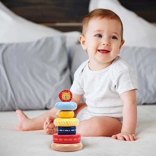 Miniatura 6 de LEO & FRIENDS Juguetes apilables de madera con cresta de león, juguetes apilables Montessori para niños de 1 año en adelante, juguetes de desarrollo