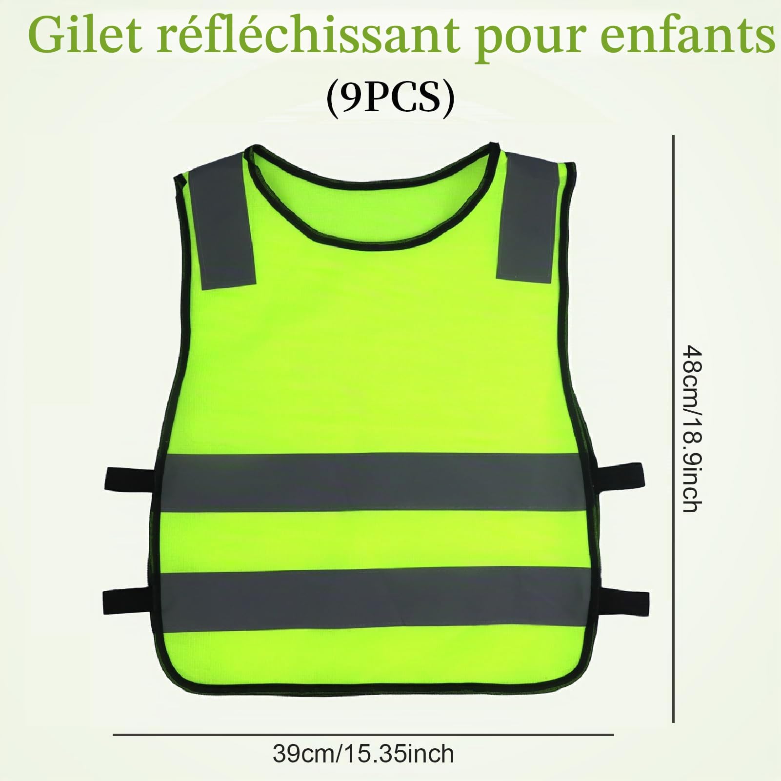 9 Pièces Gilet de Sécurité pour Enfants, Gilet de Sécurité Enfants, Gilets de Signalisation Auto pour Enfants, Gilet Réfléchissant pour Enfants pour la Circulation Routière Protection