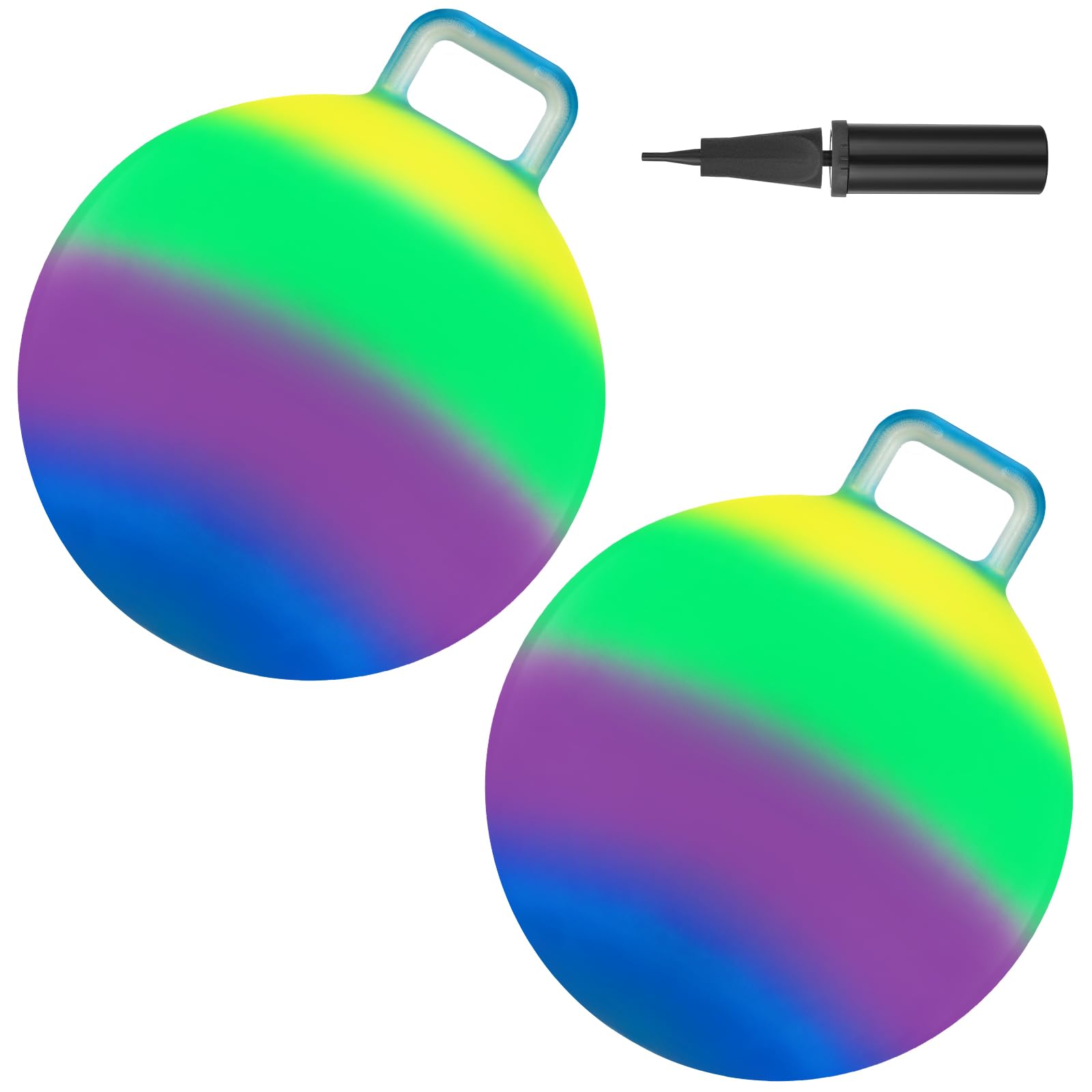 Poen 2 Pcs Bouncing Ball with Handle, Hopper Jumping Hopping Ball with Air Pump