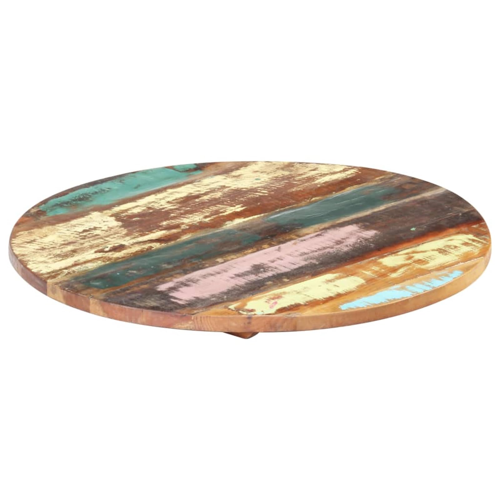 Piano da tavolo rotondo, 50 cm, in legno massiccio anticato, spessore 25-27 mm, lucidato e laccato, uso universale per tavolo da bar, console, comodino