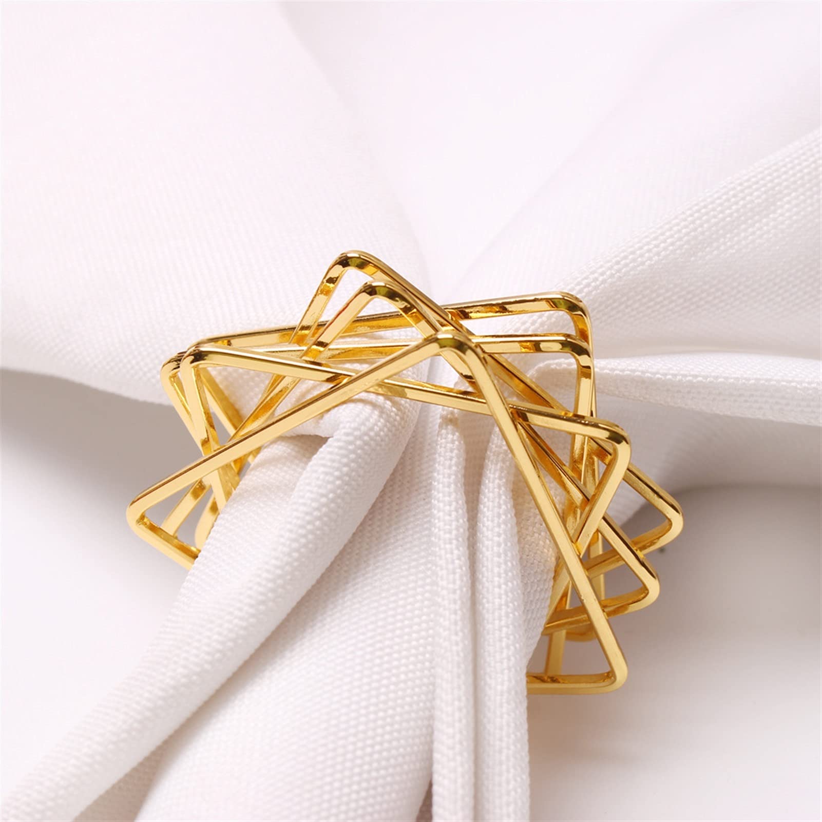 10 stücke Neue Stern Serviette Schnalle Polygon Serviette und Gewebering Dekorieren Zubehör (Color : Gold)