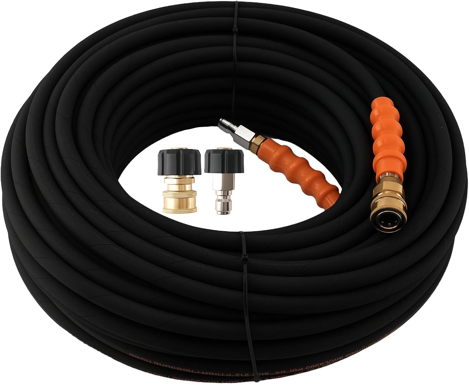 maXpeedingrods Pressure Washer Hose 150FT x 1/4",4800PSI Kink Resistant High Tensile Wire Power Washer Hose, Replacement Hose Adapter Set with 2pcs M22-14mm to 3/8" Adapters for Professional Home