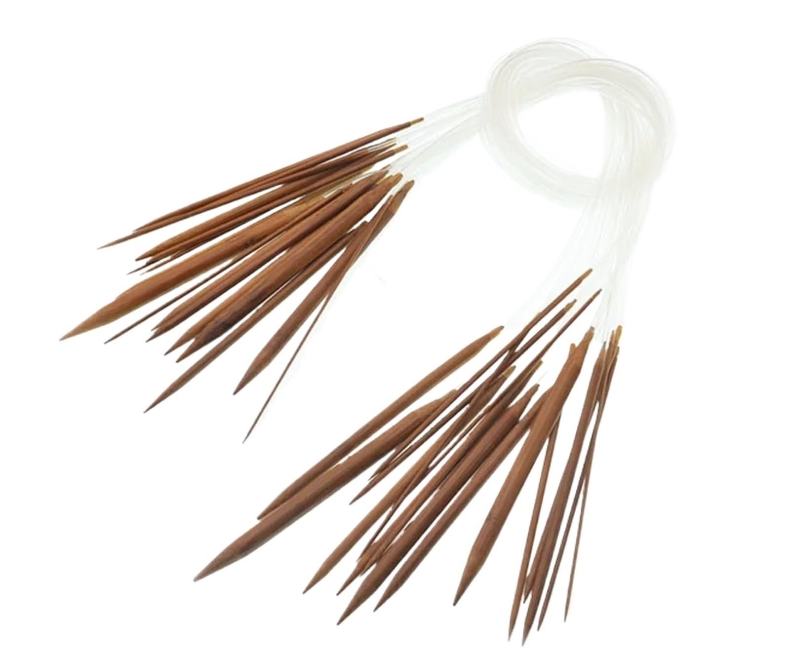 Bamboo Knitting Needles 2set*18PCS Ring Knitting Double Cusp Crochet Hooks 40cm 60cm 80cm Long Smooth Sewing Tools Needle(60cm)