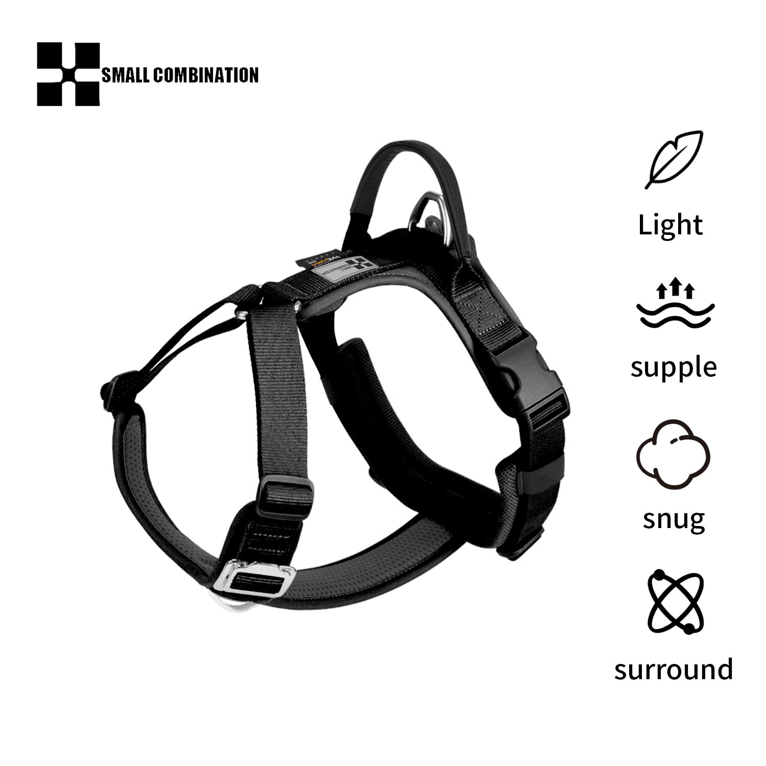 SMALL COMBINATION Dog Harness,Escape Proof Dog Harness,Adjustable Vest with Durable Handle,Outdoor Training Walking,(Black, M) - Image 2
