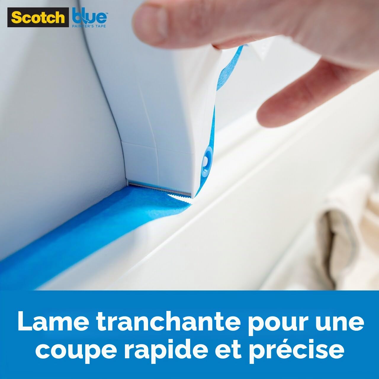Scotch Applicateur de ruban adhésif bleu pour peintre en une seule bande continue, pour garnitures, fenêtres et cadres de porte, 3,6 x 18 m, 1 rouleau de démarrage